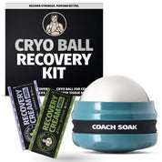 Coach Soak Cryo Ball Cold and Heat Therapy Recovery Kit with magnesium cream sachets for muscle relief and deep tissue massage