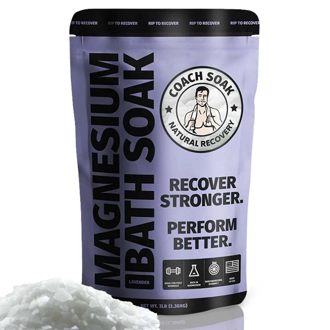 Recover faster with Coach Soak Magnesium Bath Soak. Magnesium, Dead Sea salt, and oils combine for deep muscle relief and relaxation.