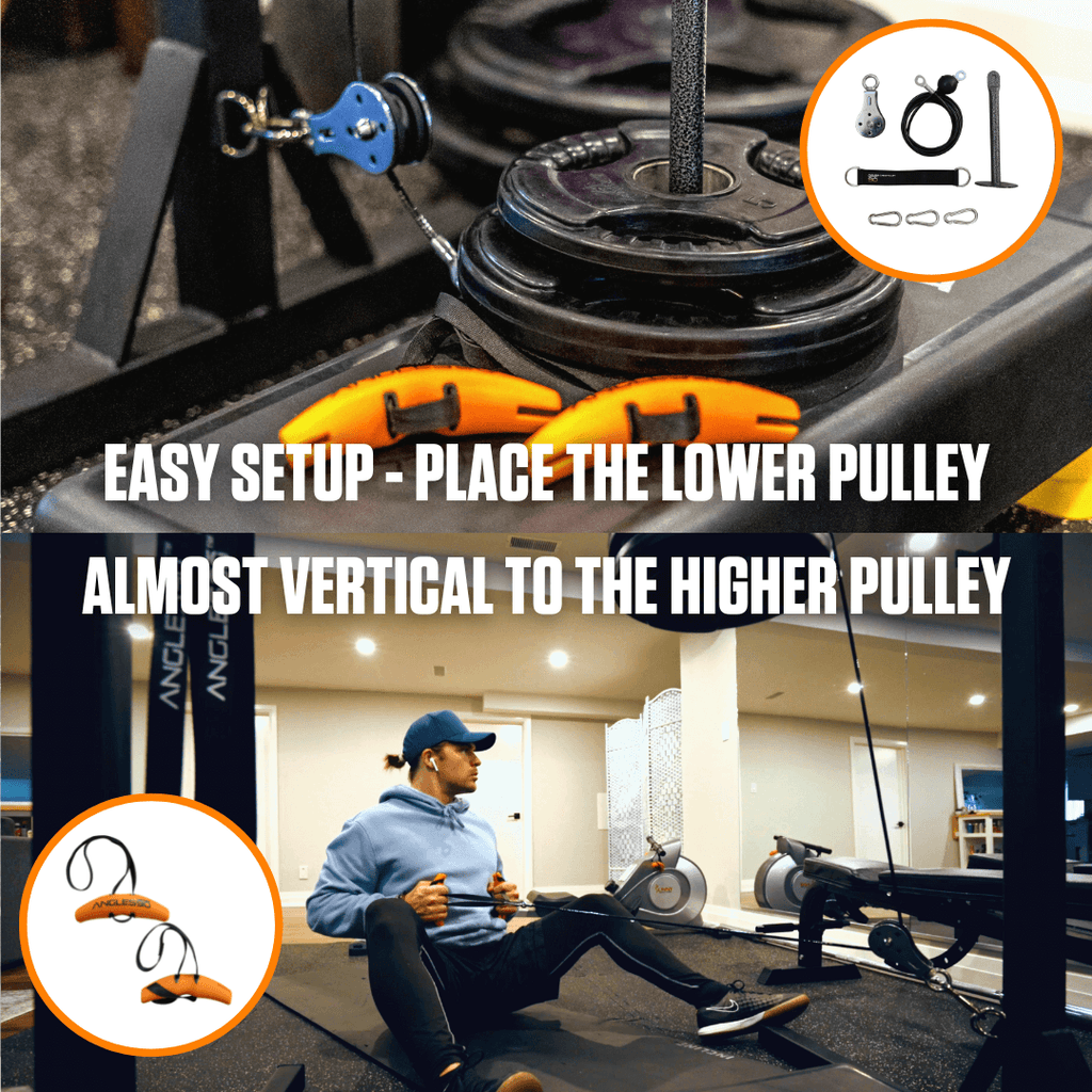 Maximize your workout with proper A90 Cable Pulley Set setup – align the lower pulley nearly vertical with the upper pulley for effective resistance training.