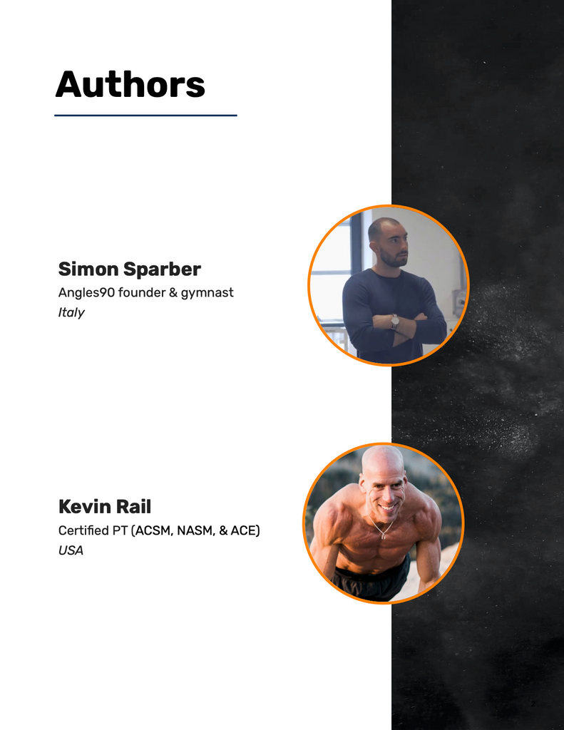 Meet the authors: Simon Sparber, a A90 Muscle Growth expert and gymnast from Italy, and Kevin Rail, a certified personal trainer from the USA, poised to inspire with their fitness expertise.