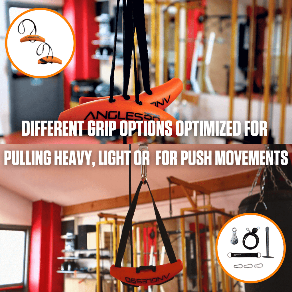 A variety of gym cable attachments, including A90 Cable Pulley Sets, offer different grip options for optimized workout experiences, suitable for heavy pulling, light exercises, or push movements.