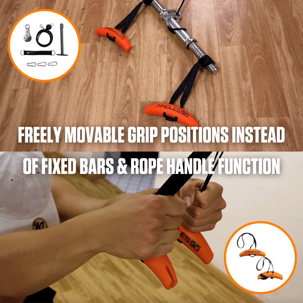 Adjustable fitness device offering versatile grip options, including A90 Cable Pulley Set, for varied exercise routines.
