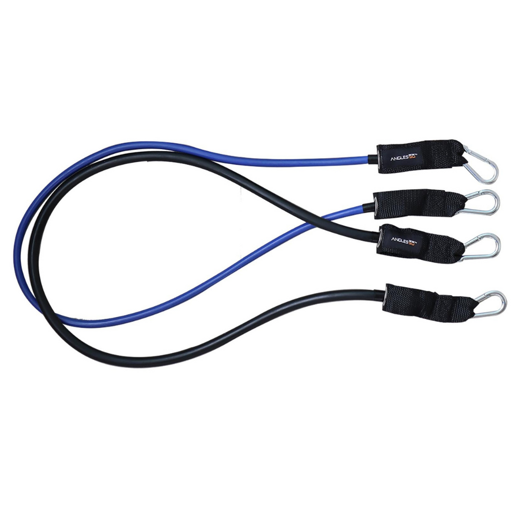 A90 Resistance Bands made of rubber material with handles on a white background.